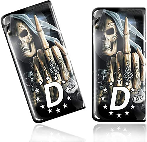 SkinoEu 2 x 3D Gel Silikon Nummernschild Kennzeichen JDM Aufkleber Stickers Tuning Auto Motorrad Schädel EU QS 12 Z*