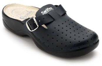 Saniflex 631-10 Médico Certificado Zuecos Mules Zapatillas Zapatos de Cuero, Mujer