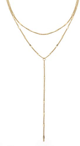 Happiness Boutique Damen Mehrreihige Kette in Goldfarbe | Zarte Y Kette Edelstahlschmuck