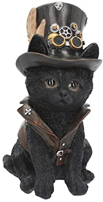 Nemesis Now Cogsmiths Katze 18,5 cm Figur, Kunstharz, Schwarz