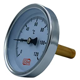 GOSHE Bimetall-Thermometer 40 mm 1/4 Axial 0-120°C, präzise Temperaturmessung, Metallgehäuse, gehärtetes Glas, einfache Installation, Anwendungsbereich, Industrie, Automotive, Haushalt, Labore