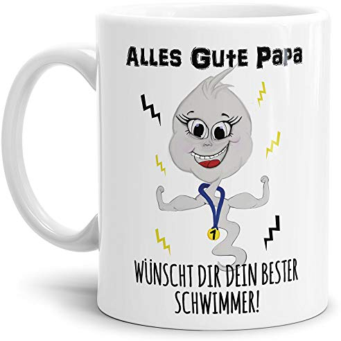 Lustige Tasse mit Spruch für Papa - Bester Schwimmer - Super-Spermium/Bestes Vatertagsgeschenk/Geschenk-Idee Geburtstag Vatertag/für Väter - Weiß