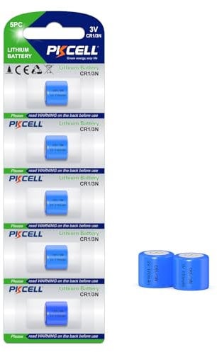 PKCELL Lithium Batteries,CR1/3N CR11108 Cell, 3V 170mAh Battery for Alarm Key Fobs,Dog collars (5 Count)
