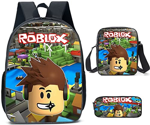 Mochila Roblox para niños con lonchera y estuche para lápices, mochila escolar para niños, mochila escolar para laptop, bolsa de viaje para adolescentes, style13, 27*17*40, Contemporáneo