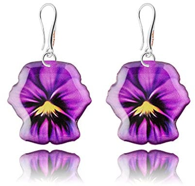 Elegant Flower Butterfly Themed Dangle Earrings Jewellery for Women (Style 15 - Violet)