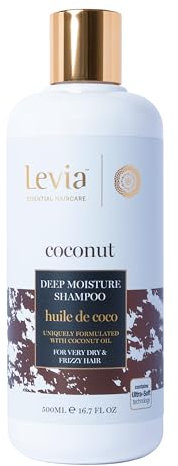 Levia | Kokosöl Shampoo | Spendet Feuchtigkeit und pflegt das Haar intensiv | Reinigt und revitalisiert | Weiches, seidiges Haar | Für stumpfes, trockenes und krauses Haar | 500ml