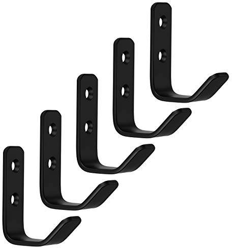SOTECH 5 Stück Kleiderhaken ALBA echt Edelstahl 58 x 20 mm schwarz Garderobenhaken Haken