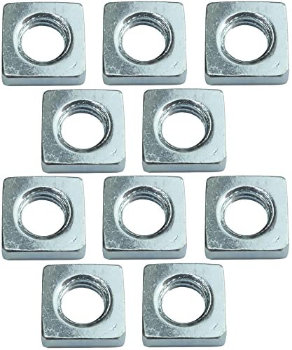 AERZETIX - C49620 - Set di 10 dadi quadrati M5 piatti profilo basso 8.0x2.7mm filettatura metrica femmina - in acciaio al carbonio - DIN 562