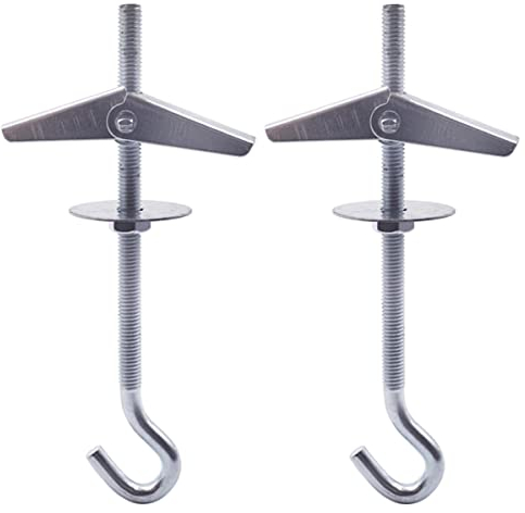 Marcopol Confezione da 2 ganci a molla ad alette M5, gancio da soffitto in cartongesso, gancio per appendere lampade, piante, fissaggio a parete (2 pezzi, M5)