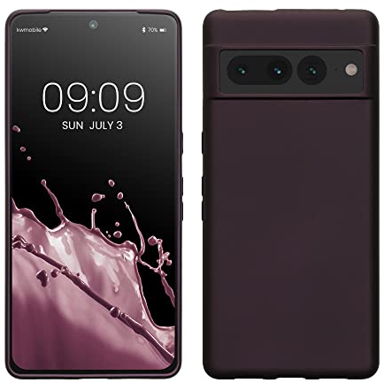 kwmobile Case Compatible with Google Pixel 7 Pro Case - Soft Slim Metallic TPU Silicone Cover - Metallic Berry