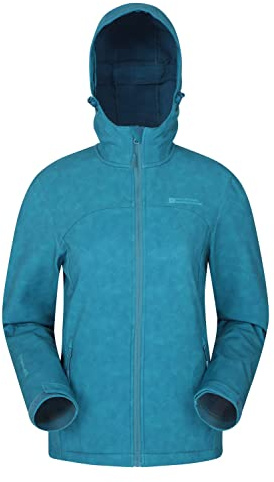 Mountain Warehouse Exodus Womens Softshell Jacket - Breathable, Adjustable, Water & Wind Resistant Ladies Coat - For Autumn, Winter, Walking, Everyday wear Teal Women's Size 4