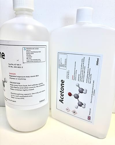 Pure Acetone Solvent | 100% Professional Strength | 50ml, 100ml, 300ml, 500ml, 1 Litre | Premium Nail Polish & Acrylic Remover, Heavy-Duty Degreaser & High-Purity Laboratory Solvent