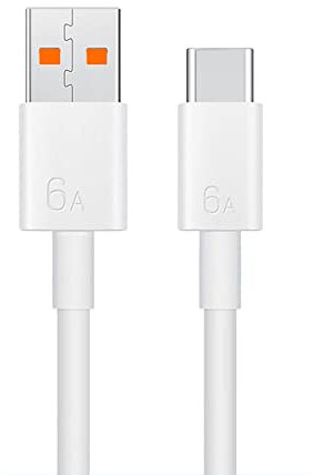 Cable USB a Tipo C 6A 1m 66W, Carga Rápida 30-60 min con Adaptador Original, Compatible con Huawei, Xiaomi y Otros Dispositivos con Puerto Tipo C (6A, 1M)