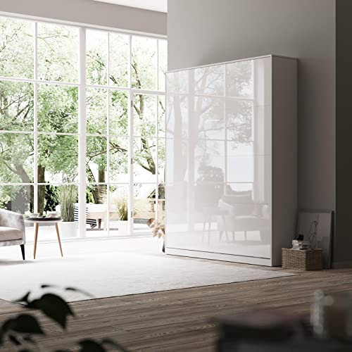 SMARTBett Amazon Schrankbett Classic 160x200cm Vertikal Weiss/Weiss Hochglanz