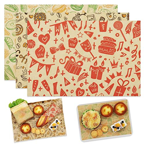 Pergamentpapier, Backblätter, 20,3 x 30,5 cm, 300 Stück Sandwich-Geschenkpapier, Feinkostpapier mit bedruckt, Lebensmittelpapierbögen für Picknick, Festival, Messe oder Grillen. Perfekte Einlage für