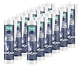 Sista Bad Profi-Qualität Sanitär Silikon, schimmelresistentes Sanitärsilikon für das Bad, wasserfestes Silikon für viele Materialien*, geruchsneutrale & langlebige Dichtmasse, 12x280ml Kartusche