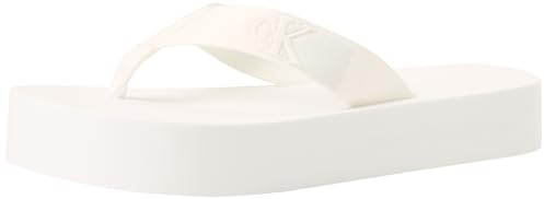 Calvin Klein Jeans Damen Flip Flops Flatform Flipflop Jelly mit Plateau, Weiß (Bright White), 38