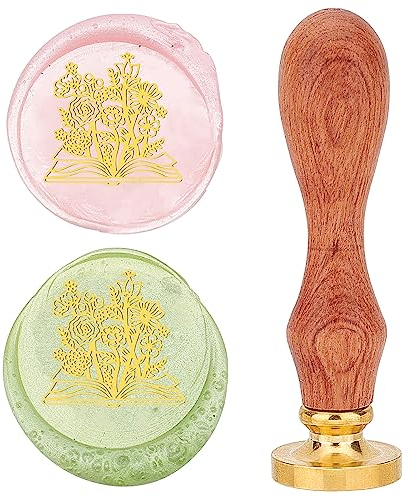 craspire Buch-Wachs-Siegelstempel, 25 mm, Siegelwachs-Stempel, Retro-Vintage-Stil, Abnehmbarer Messingkopf Mit Holzgriff Für Hochzeit, Weihnachten, Einladung, Umschlag, Grußkarte, Weinpakete