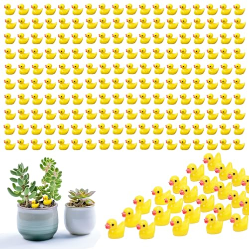 DIKARIYA Enten Mini Tierfiguren, Mini Enten Harz Tiny Ducks Kunstharz-Enten Miniatur, Enten zum Basteln, Mini Figuren Deko für DIY Potting Micro Landschaft Dekor Lieferungen (Gelb)