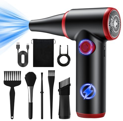 ATEngeus Souffleur Air Comprimé, Dépoussiérants Puissants électrique à vitesse continue, 100500 tr/min, Air Comprimé Duster avec lumière LED, Bombe Air Sec Nettoyage PC pour clavier, voiture