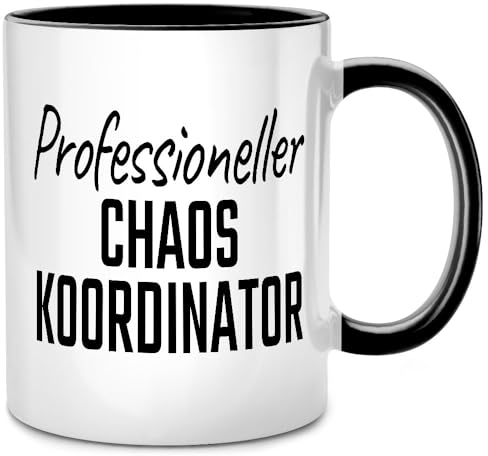 Seness Coordinador de caos profesional, taza divertida, mejor regalo para jefe, jefe, regalo de despedida colegas, gadgets de oficina, papá padre (negro), 85114516320193476555