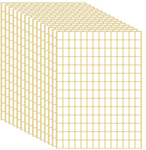 GEEHUA Weiße Etiketten, Aufkleber, klein, blanko, Preisaufkleber, abnehmbar, rechteckig, für Umschläge, Aktenordner, Gläser, Schachteln, Schule, Büro, Küche, 15 Blatt (9 x 13 mm), 2940 Stück