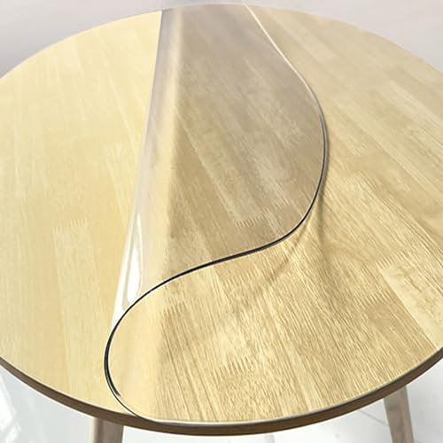Film de protection de table transparent en PVC - Rond - 1,5 mm / 2 mm d'épaisseur - Taille au choix (2 mm, 130 cm)