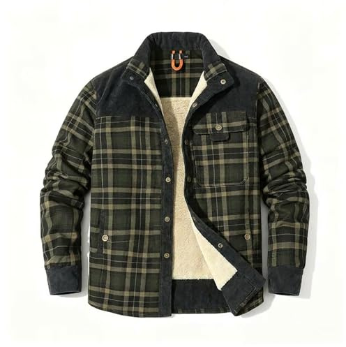 HYPESTFIT Herren Fleece Thermohemd Warm Flanellhemd Innenfleece Holzfällerjacke Thermojacke für Outdoor L