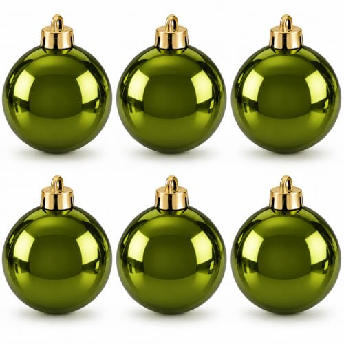 6 x Weihnachtskugeln aus Kunststoff (6 Stück grün (glänzend) Ø 15 cm) | Für den Innen- und Außenbereich – Bruchsicher Outdoor Christbaumkugeln Weihnachtsbaumkugeln Baumkugeln