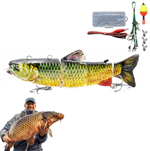 Esca da pesca elettronica, Esca da pesca robot, Esca da pesca robotica per nuoto realistica, Esca da pesca animata Wobbler illuminata a LED per acqua salata, Swimbait snodato a 4 segmenti