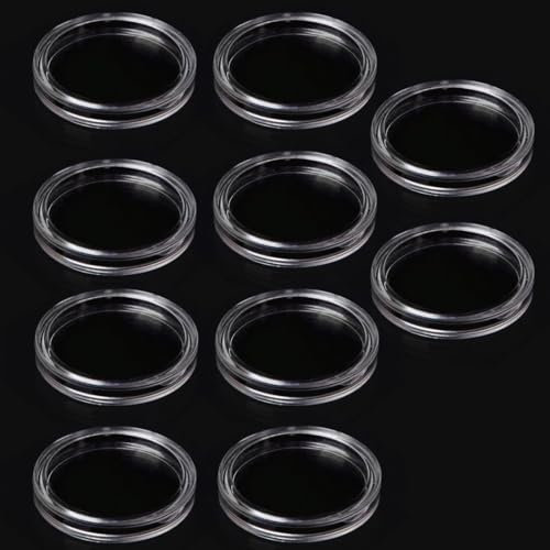 NOPKESV Lot de 10,capsules pour 2 euros,boîtier de collection,capsules en plastique,support,conteneur,rangement,münzkapseln,münzen aufbewahrung,münzen box,hüllen (40mm) (Transparente)