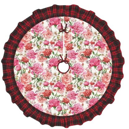 Garten Pfingstrose Weihnachten Plaid Baum Rock Weihnachtsbaum Matte Silvester Party Zuhause Innendekoration Weiß