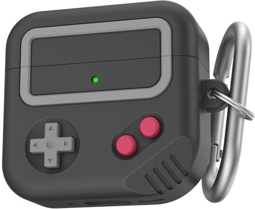 TRONWIN AirPods 4 hülle, Game Design Apple AirPods Case 4 Generation, Silikon Airpods 4 Case für Airpod 4. Generation 2024,Inklusive Karabiner (Schwarz)