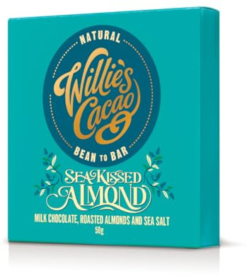 Willie's Cacao Bar - Sea Kissed Almond - Milk Chocolate with Roasted Almonds and Cornish Salt - 50g - Artisan Made