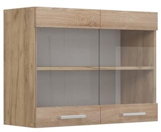Vicco Küchenglashängeschrank R-Line, Glashängeschrank, Sonoma, 80 cm