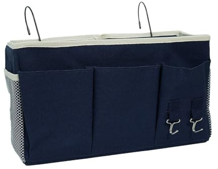 croselyu 3 grids Home Multifunctional Bedside Hanging Bag College Dormitory Bedside Cloth Hanging Basket Bed Clutter Sorting Storage Bag Magazine Book Storage Bag,1 pce (Blue)