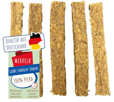 MERVELA® Pferd Kausticks, 500 Gr. [Qualität aus Deutschland] für Allergiker Sensitive Hunde, Belohnung, Trainingssnack, getreidefrei, Hundesnack, hypoallergen, Hunde Leckerli, Proteinreicher Kausnack