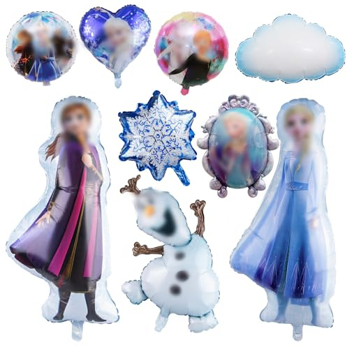 Milygobam 9 Pcs Frozen Party Decorations Set, Premium Frozen Balloons Kit, Vibrant Foil Party Balloons Decorations for Themed Kids Birthday, Princess Birthday Party Supplies