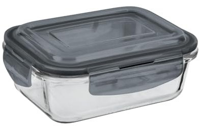 MantraRaj Airtight Glass Food Storage Container BPA-Free & Leak Proof Silicone Seal Plastic Lids Glass Meal Prep Takeaway Lunch Boxes Microwave, Oven, Freeze & Dishwasher Safe Reusable (2 Pcs 1100ml)