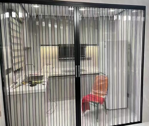 Porta A Soffietto Porte A Libro Porta scorrevole pieghevole trasparente in vetro acrilico, altezza 198, 203, 210, 220 cm, resistente, con isolamento acustico interno, per cucina/sala da pranzo(202x210