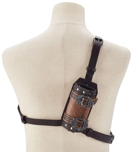 CRAFTYMELODY Mittelalterlicher Schwertrücken Aus Kunstleder Frosch Verstellbarer Schwerthalter Schulterrapier Ritterscheide Dolch Mit Tasche Eisenlegierungsbefunde