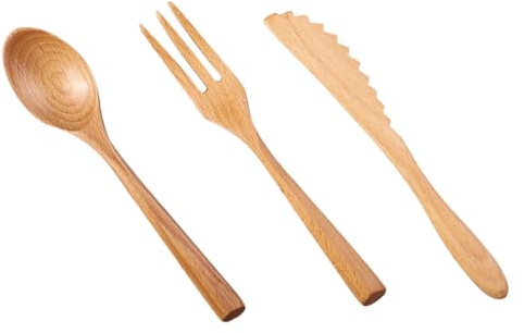 SOLUSTRE 3 Stück Japanisches Buchenholz Geschirrset mit Einfachem Design Portabel und Risse für Hochzeiten und Geburtstage als Stilvolles Küchenutensil