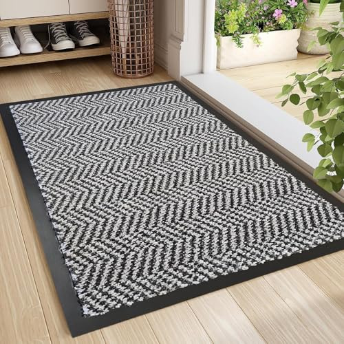 RSM RUGS Anti Slip Herringbone Door Mats with Rubber Backing – Indoor Outdoor Floor Mat for Entryway, Hallway Runner, Porch, Office (Colour 51, 60cm x 90cm)