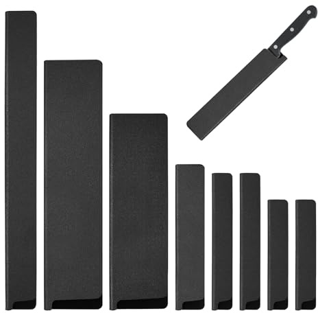 MIPIACE 8 Piezas Protectores de Borde de Cuchillo ABS + Flocado Protectora de Cuchillo de Cocina Mantener Seco Universal 8 Tamaños Protector de Hoja para Cuchillos Adecuado para Muchos Tipos Cuchillos