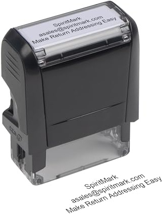 Selbstfärbender Stempel – Personalisierter Gummistempel für Adresse, Büro, Geschäft – wählen Sie aus 18 Tintenfarben und buntem Stempelgerät (bis zu 3 Zeilen)