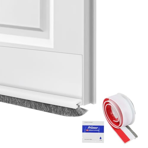 alwaiiz Weißes Türbürstendichtung 5x100cm, Selbstklebendes Tür Zugluftstopper Bürste, Abnehmbare Borsten Bürstendichtung Tür für Schutz vor Wind, Staub und Insekten, Sowie zur Lichtabschirmung