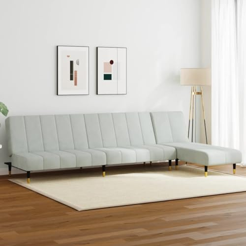 WEMYUFURN Samt Schlafsofa Garnitur 2-in-1 Funktion Relaxsofa mit verstellbaren Rückenlehnen und Chaiselongue für Wohnzimmer Komfort