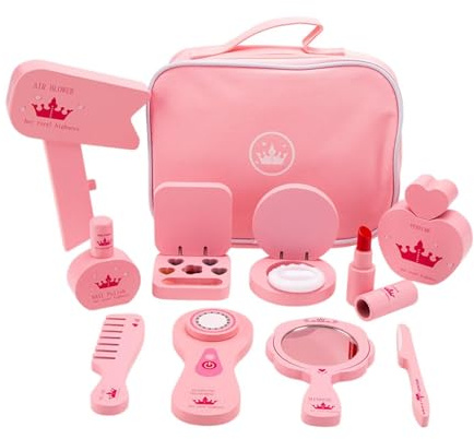 MotiveTech Prinzessinnen Schminkset für Mädchen – Schminktisch Spielset Aus Holz für Kinder