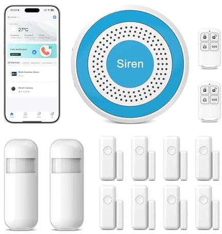 PGST Sistemi di Sicurezza Casa Intelligenti,Sistema Allarme Porta Wifi con Sensore Finestra,Rilevatore Movimento,Controllo Remoto App Tuya,Compatibile con Alexa e Google per Appartamento