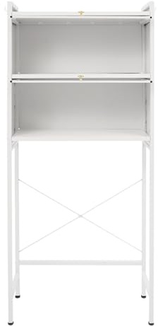 Gdetnysty Armario para lavadora, 70 x 25 x 167 cm, armario alto para lavadora, mueble de baño, con 2 armarios de PVC, 6 ganchos, 100 kg, color blanco
